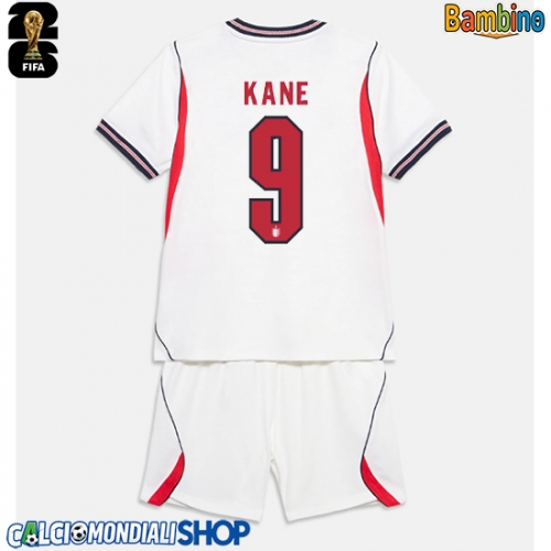 Maglie da calcio Inghilterra Harry Kane #9 Prima Maglia Bambino Mondiali 2026  Manica Corta (+ Pantaloni corti)